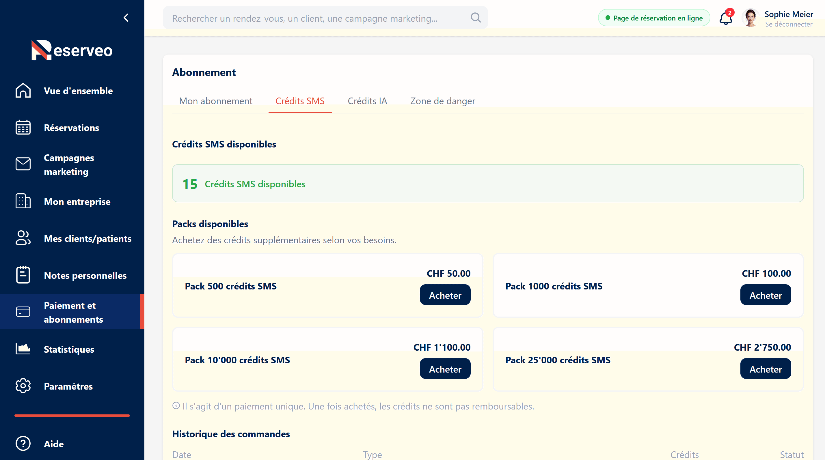 Rechargez vos crédits SMS et IA en toute simplicité