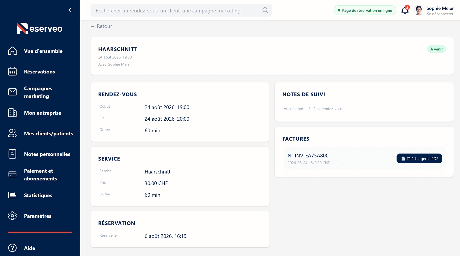 Visualisez toutes les informations d'un rendez-vous en un instant
