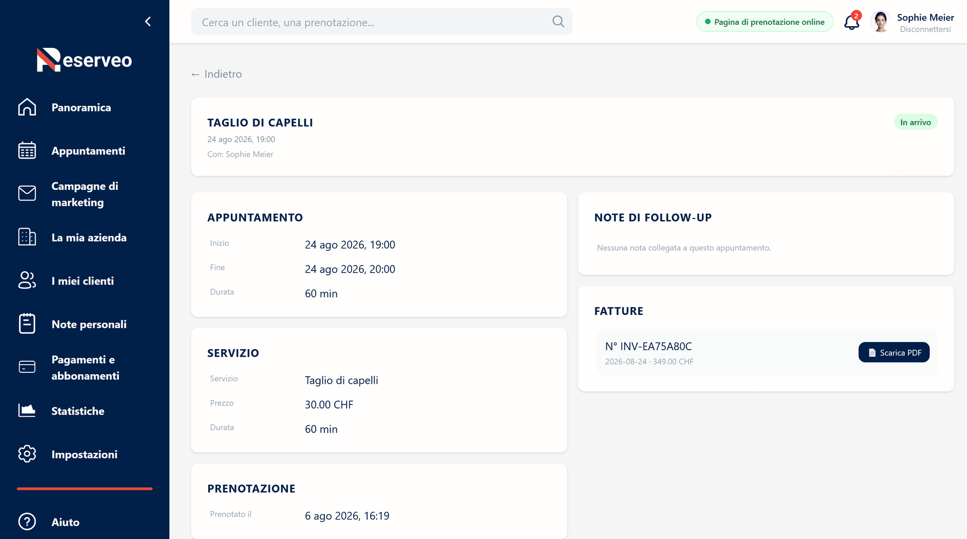 Visualizza tutte le informazioni di un appuntamento in un istante