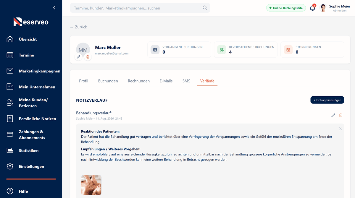 Fügen Sie Nachverfolgungsnotizen für einen maßgeschneiderten Service hinzu