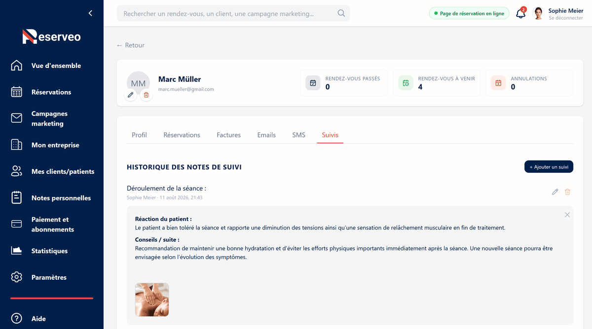 Ajoutez des notes de suivi pour un service sur-mesure
