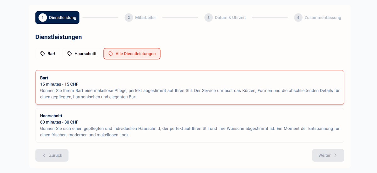 1. Kunden wählen den gewünschten Service