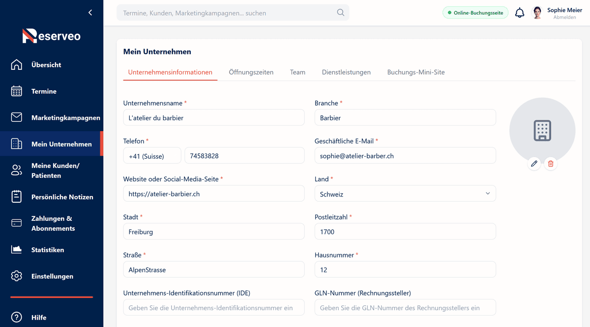 1. Allgemeine Informationen eingeben