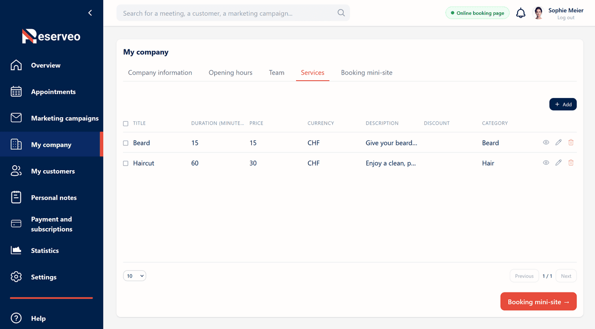 4. Add your services