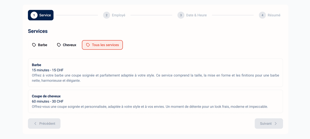 1. Vos clients choisissent le service qu'ils désirent