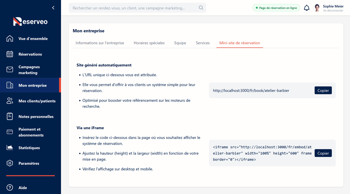 5. Votre mini-site est prêt !