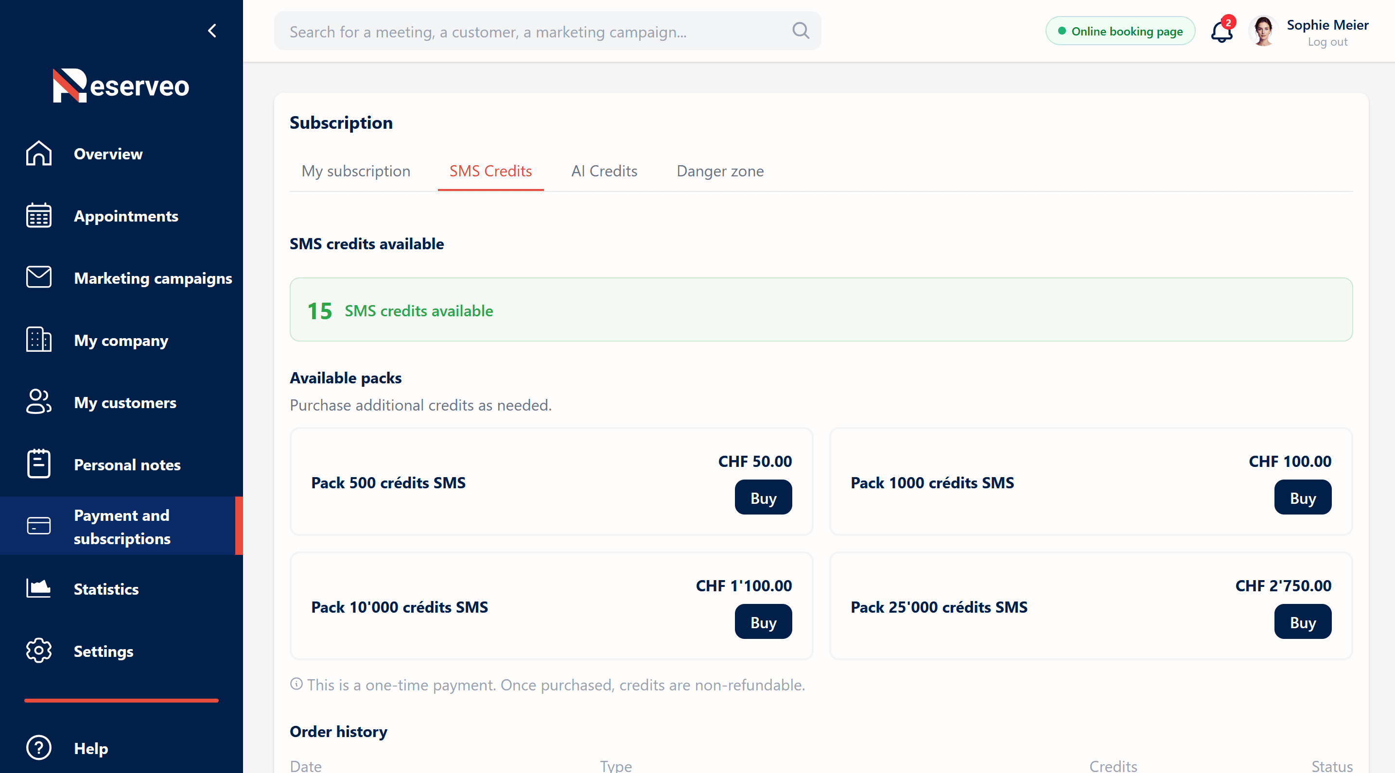 Top up your SMS and AI credits with ease