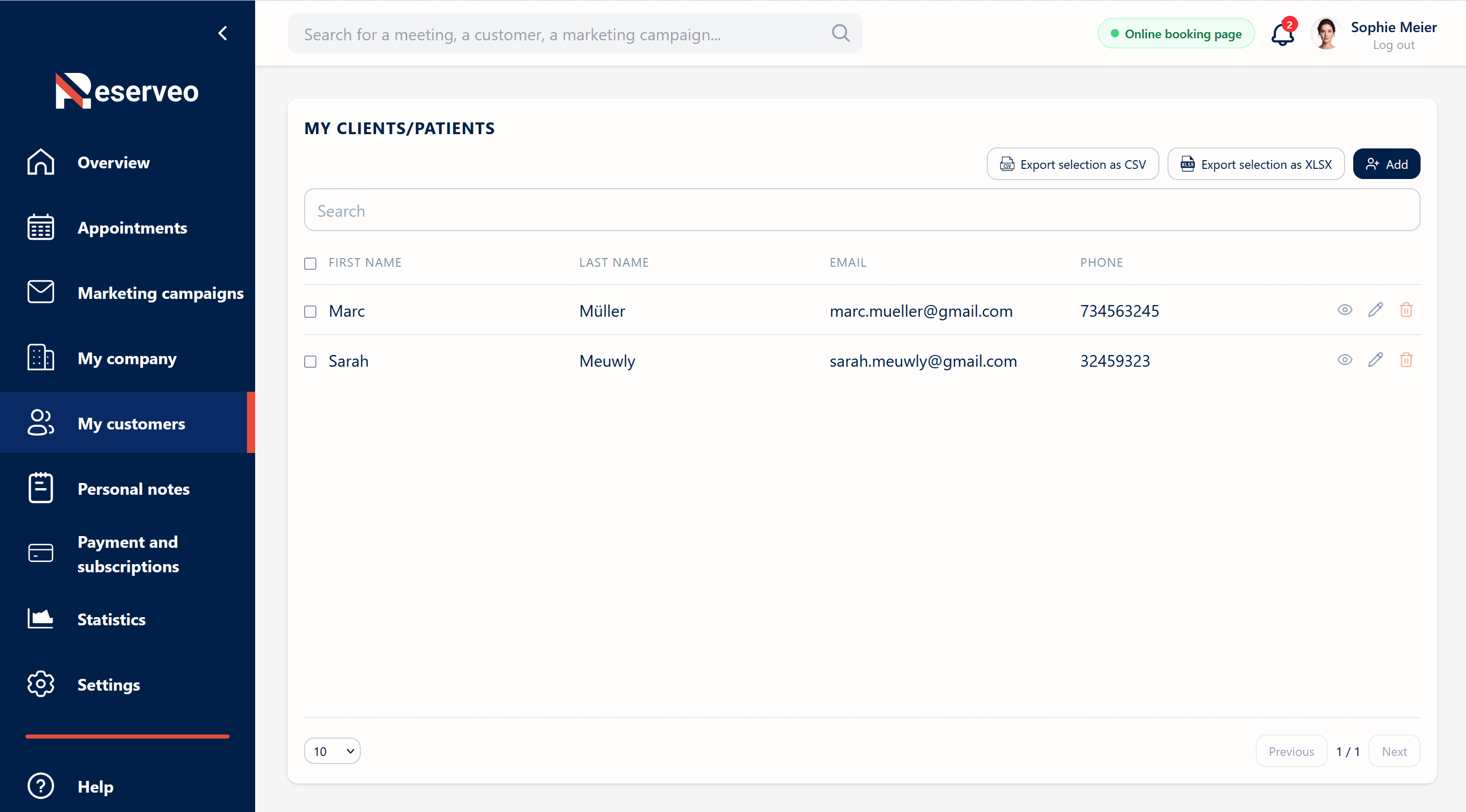 Find any client using search and advanced filters