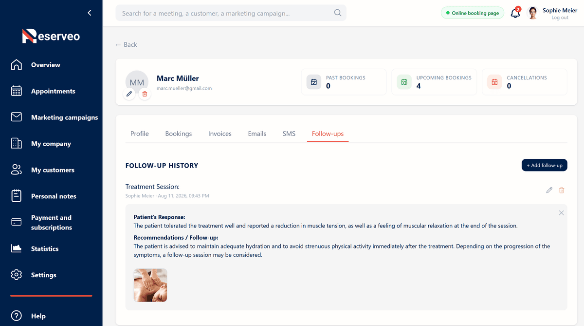 Add follow-up notes for a tailored service