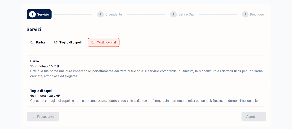 1. I clienti scelgono il servizio desiderato